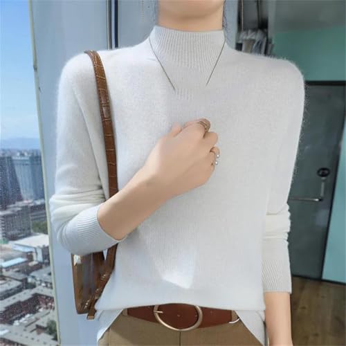 Women’s 100% Cashmere Sweater Half High Collar Pullover Fall Winter Casual Loose Knit Jumper
