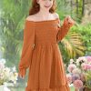 Girls Long Sleeve Dress with Puff Sleeves & Ruffle Hem, Christmas Holiday Party Dress for Fall Winter, Sizes 6-15