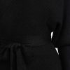 Women's Long Maxi Sweater Dresses Sexy Wrap Batwing V Neck Slit Open Back Holiday Bodycon Dress with Belt