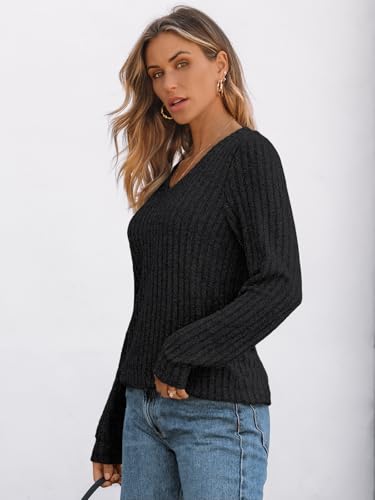 Womens V Neck Long Sleeve Shirt Fall Fashion Tops Tunic Dressy Casual Sweater Clothes Cute Trendy Work Outfits 2025