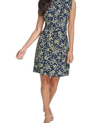 Women's Sleeveless Ruffle Neck Jersey Dress