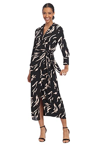 Women's Long Sleeve Midi Wrap Dress
