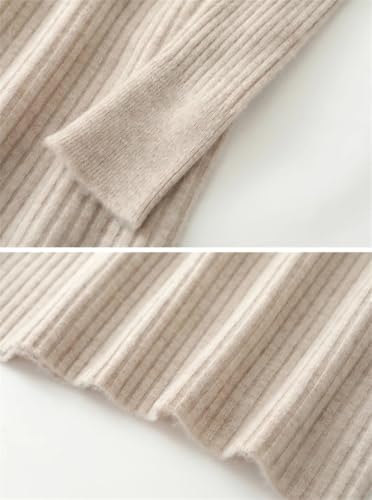 Women's Wool Waist Slimming Over Knee Half Open V-Neck Knitted Casual Dress for Fall Winter