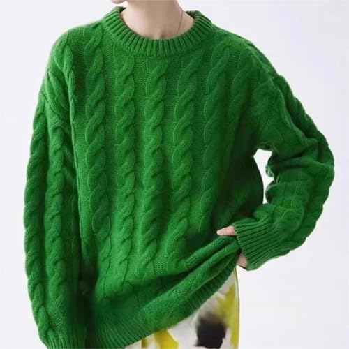 Women's 100 Percent Wool Sweater Winter Round Neck Knit Pullover Korean Loose Large Size Cashmere Sweaters