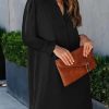 Fall Dresses for Women 2025 Casual V Neck Long Sleeves Flowy Mini Tunic Dress