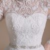 Women's Long Sleeves A-line Beaded Applique Tulle Wedding Dress