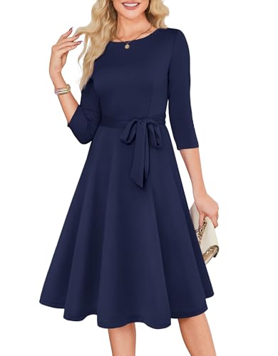 Women's Cocktail Dresses 3/4 Sleeve Vintage Wedding Guest Dress (XS-3XL)