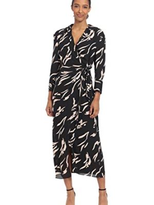 Women's Long Sleeve Midi Wrap Dress