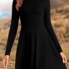 Fall Dresses for Women 2025 Long Sleeve Ribbed Knit A-Line Flowy Casual Wedding Guest Dresses Fashion Clothes