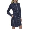 Womens Long Sleeve Collared Tie Fit & Flare Mini Dress