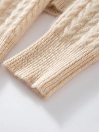 Women's High Collar 100 Percent Cashmere Cable Knit Turtleneck Sweater Fall Winter Pullover
