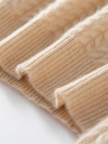 Women's High Collar 100 Percent Cashmere Cable Knit Turtleneck Sweater Fall Winter Pullover