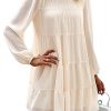 Long Sleeve Baby Doll Dresses Women 2025 Casual Fall Winter Ruffle Mock Neck Tiered Mini Flowy Swing Shift Dress