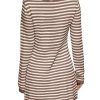 Womens Striped Pullover Sweater Crew Neck Fall Long Sleeve Trendy Casual Ribbed Knit Tunic Mini Dress