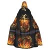 Fall Pumpkin Print Halloween Hooded Cloak Unisex Vibrant Adult Medieval Renaissance Festivals Cosplay