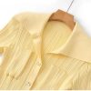 Women's Four-Season Solid Knit Dress Long Sleeve Button Down Casual Ankle Length