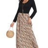 Women's Long Sleeves Maxi Dress Plain Empire Waist Casual Dress Loose Fall/Winter Dresses with Pockets