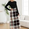 Womens Maxi Dresses Casual Long Sleeve V Neck Empire Waist Dress Trendy Fall T Shirts Long Dress