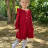 Toddler Fall Winter Sweater Dress Ruffle Long Sleeve Ribbed Knit Button Down Casual Dresses with Pockets