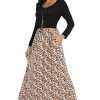 Women's Long Sleeves Maxi Dress Plain Empire Waist Casual Dress Loose Fall/Winter Dresses with Pockets