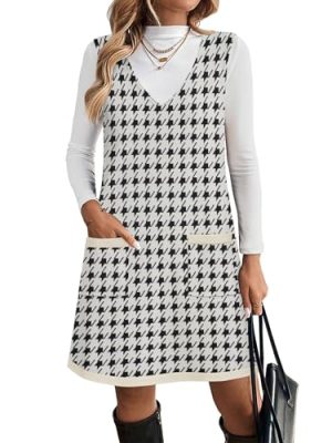Women's Sweater Vest Dresses for Women 2025 V Neck Sleeveless Knit Pullover Sweater with Pockets Fall Winter Outfits