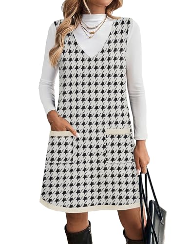 Women's Sweater Vest Dresses for Women 2025 V Neck Sleeveless Knit Pullover Sweater with Pockets Fall Winter Outfits