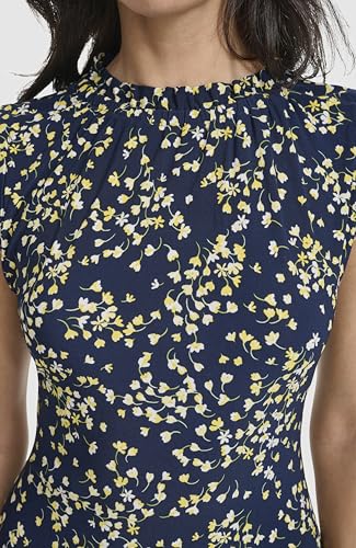 Women's Sleeveless Ruffle Neck Jersey Dress