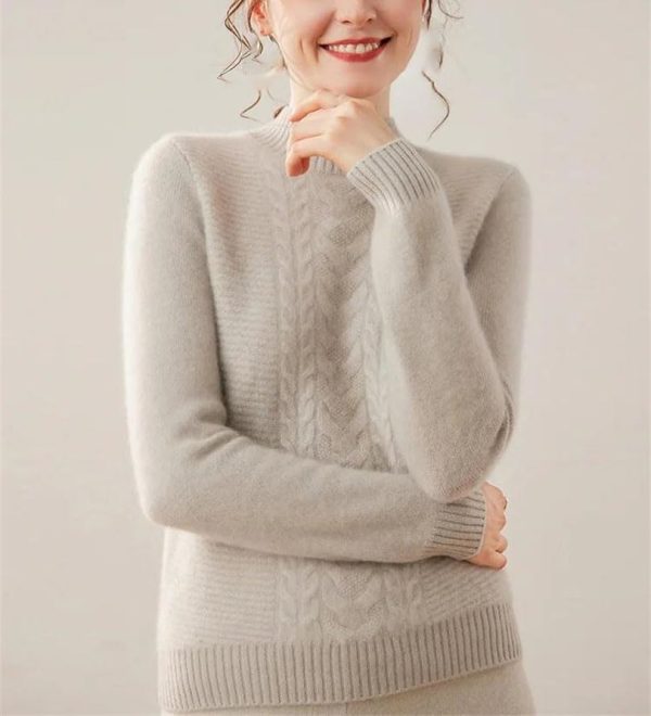Women's Thick 100 Percent Cashmere Mock Neck Long Sleeve Pullover Fall Winter Basic Soft Warm Casual