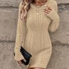 Womens Cable Knit Sweater Dress Long Sleeve Crew Neck Winter Bodycon Mini Fall Dresses 2025