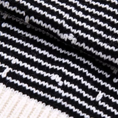 Fall and Winter Women's Loose Striped Fringe Trimmed Knit Sweater