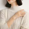 Women's Mock Neck Long Sleeve 100 Percent Cashmere Cable Knitting Pullover Fall Winter Thick Soft