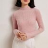 Women's Versatile 100 Percent Cashmere Mock Neck Pullover Fall Winter Slim Basic Soft Warm Sweater