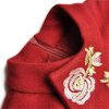 Women's Embroidery Floral Midi Dress Stand Collar Long Sleeve Fall Winter Warm Party Dress