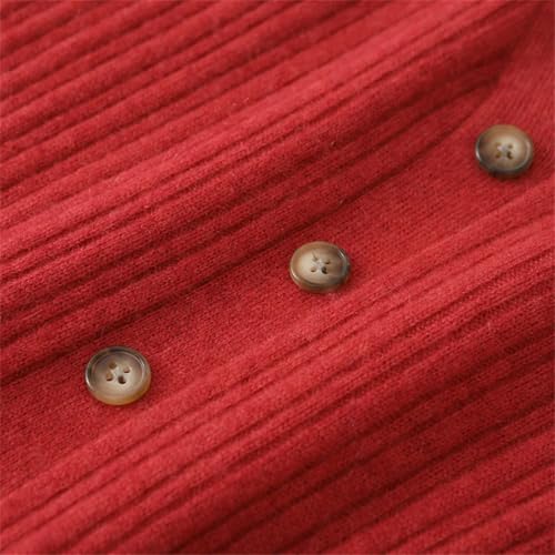 Women's Wool V-Neck Pullover Dress Comfortable Merino Wool Slim-Fit Flared A-Line Pleated Cashmere Sweater