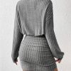 Women's Pullover Sweater Dress Long Lantern Sleeve Turtle Neck Cute Ribbed Knit Bodycon Mini Short Dress 2025 Fall