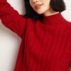 Women's Mock Neck Long Sleeve 100 Percent Cashmere Cable Knitting Pullover Fall Winter Thick Soft