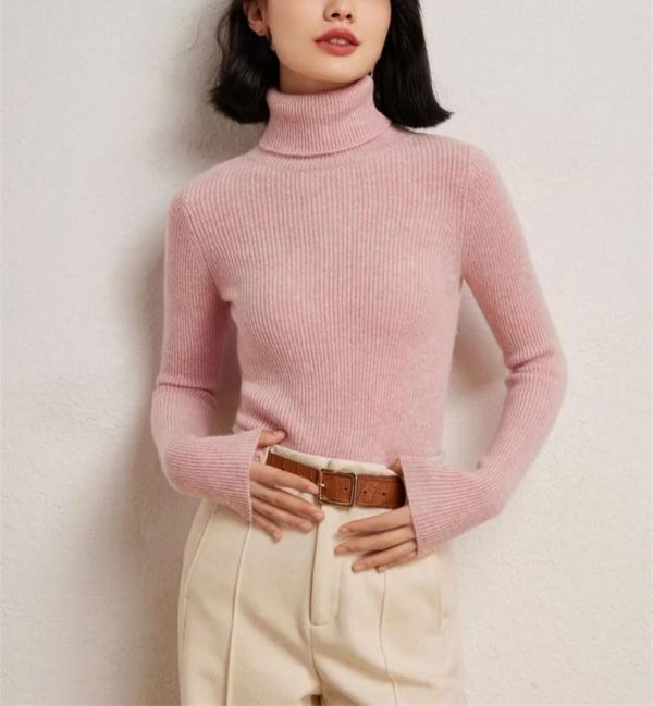 Women's Basic Long Sleeve 100 Percent Cashmere Turtleneck Pullover Fall Winter Thick Warm Sweater
