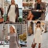 3 Pack Women's Long Sleeve Sweater Dress Ribbed Knit Crew Neck Tunic Dresses 2025 Fall Casual Trendy Outfits