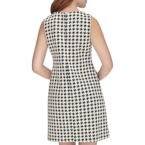 Womens Sleeveless Boat Neck Textured Knit Shift Mini Dress