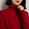Women's Turtleneck Cable Knit 100 Percent Cashmere Pullover Fall Winter Thick Warm Classic