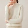 Women's Thick 100 Percent Cashmere Mock Neck Long Sleeve Pullover Fall Winter Basic Soft Warm Casual