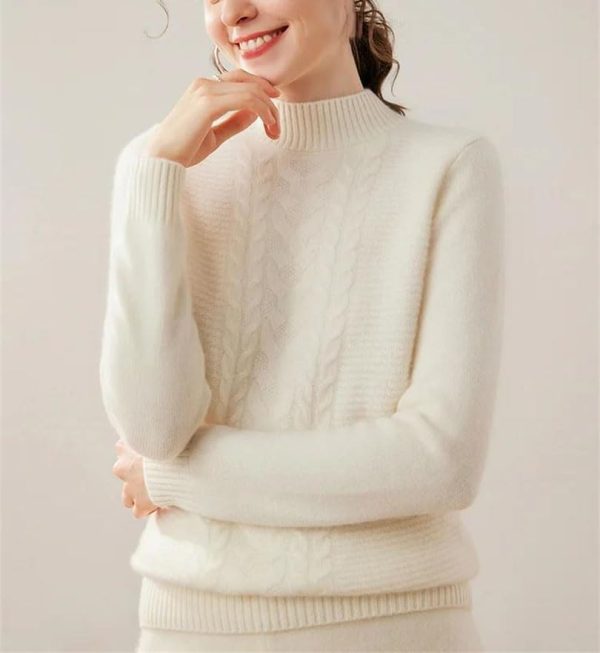 Women's Thick 100 Percent Cashmere Mock Neck Long Sleeve Pullover Fall Winter Basic Soft Warm Casual