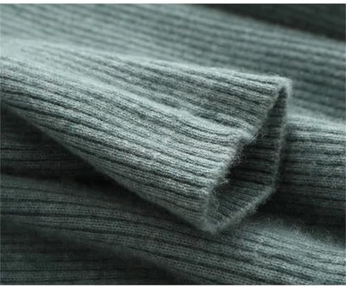 Women's Half High Collar Wool Knitted Medium Long Loose Straight Split Simple Dress for Fall Winter