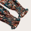 Women's Plus Size Fall Dress Long Sleeve Square Neck Floral Print Smocked A Line Boho Flowy Maxi Dresses with Pockets
