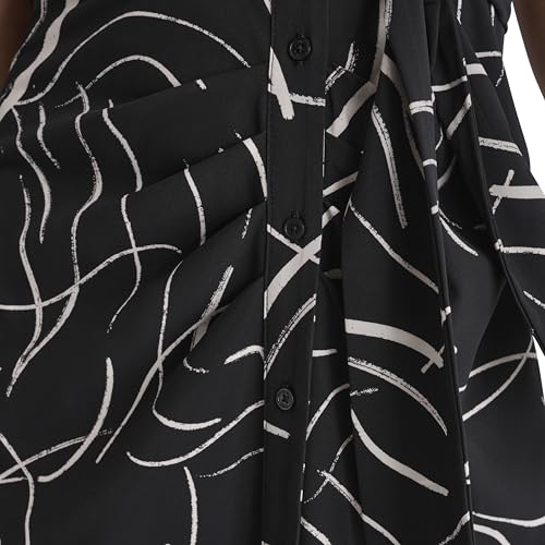 Women's Short Sleeve Collared Neck Midi Dress Shirtdress with Removable Belt