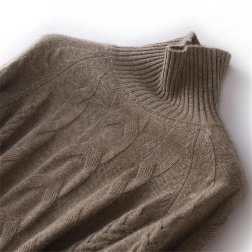 Womens 100 Percent Cashmere Turtleneck Sweater Fall Winter Casual Loose Fit Thick Wool Pullover