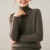 Women's High Collar 100 Percent Cashmere Cable Knit Turtleneck Sweater Fall Winter Pullover