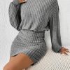 Women's Pullover Sweater Dress Long Lantern Sleeve Turtle Neck Cute Ribbed Knit Bodycon Mini Short Dress 2025 Fall