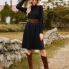 Fall Dresses for Women 2025 Casual Long Sleeve Crew Neck Ribbed Belted Dresses with Pocket