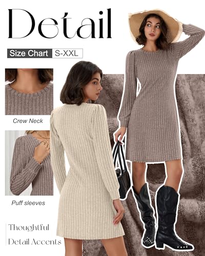 3 Pack Women's Long Sleeve Sweater Dress Ribbed Knit Crew Neck Tunic Dresses 2025 Fall Casual Trendy Outfits